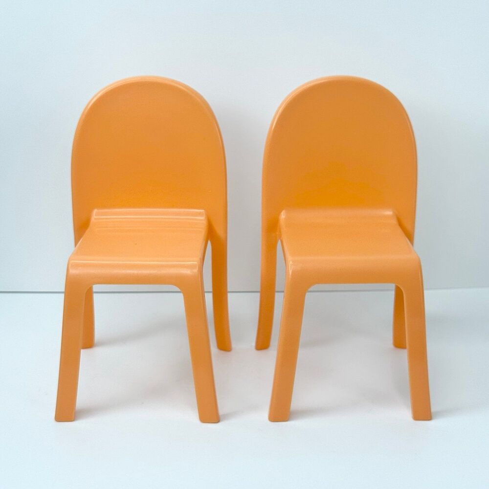 Mattel Barbie Dreamhouse Replacement Chairs 5.25" Set of 2 Orange